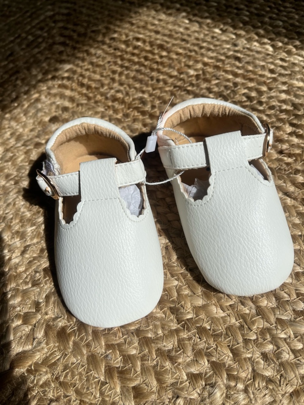 White Kids Leather Mary Jane Shoes